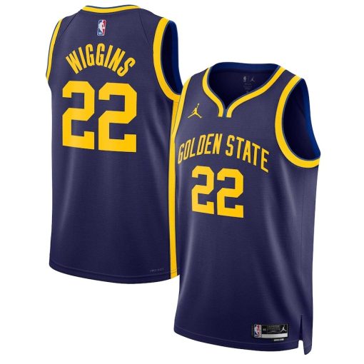 Jordan Golden State Warriors #22 Andrew Wiggins Unisex Swingman Jersey - Statement Edition - Navy - Image 3