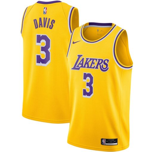 Nike Los Angeles Lakers #3 Anthony Davis Swingman Jersey Gold - Icon Edition - Image 3