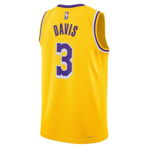 Nike Los Angeles Lakers #3 Anthony Davis Unisex Swingman Jersey - Icon Edition - Gold - Image 2