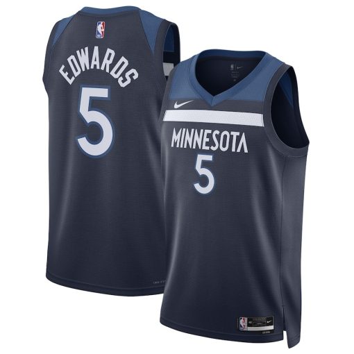 Nike Minnesota Timberwolves #5 Anthony Edwards Unisex Swingman Jersey - Icon Edition - Navy - Image 3