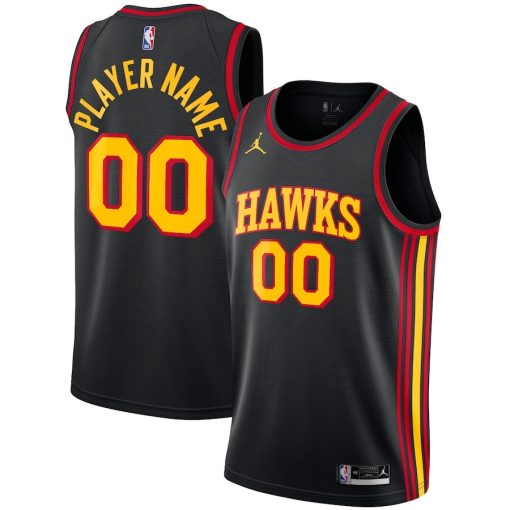 Jordan Atlanta Hawks #00 Unisex 2022/23 Swingman Custom Jersey - Statement Edition - Black - Image 3