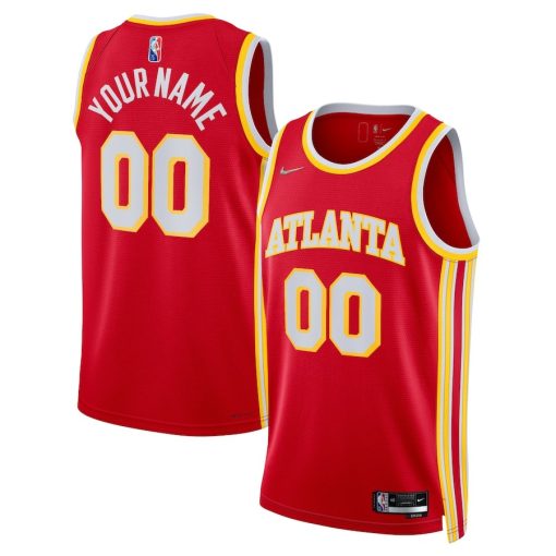 Nike Atlanta Hawks #00 2021/22 Diamond Swingman Custom Jersey - Icon Edition - Red - Image 3