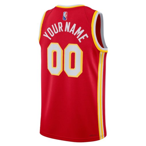 Nike Atlanta Hawks #00 2021/22 Diamond Swingman Custom Jersey - Icon Edition - Red - Image 2