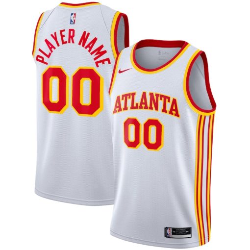 Nike Atlanta Hawks #00 2020/21 Swingman Custom Jersey - Association Edition - White - Image 3