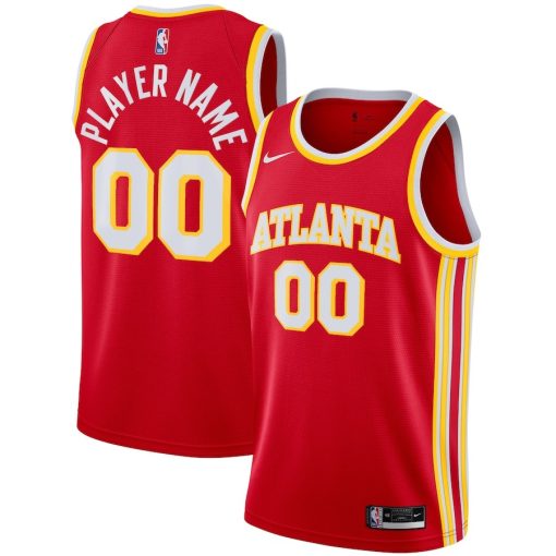 Nike Atlanta Hawks #00 2020/21 Swingman Custom Jersey - Icon Edition - Red - Image 3