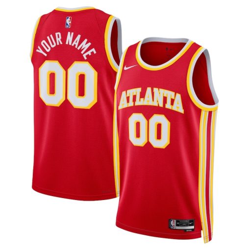 Nike Atlanta Hawks #00 Unisex Swingman Custom Jersey Red - Icon Edition - Image 3