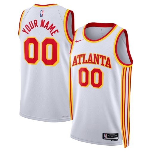 Nike Atlanta Hawks #00 Unisex Swingman Custom Jersey White - Association Edition - Image 3