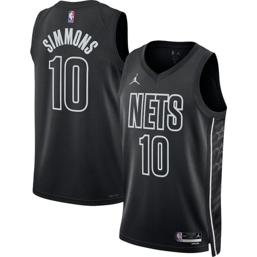 Jordan Brooklyn Nets #10 Ben Simmons Unisex Swingman Jersey - Statement Edition - Black - Image 3