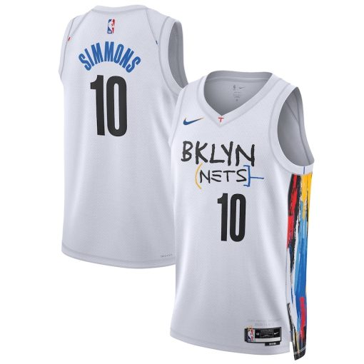 Nike Brooklyn Nets #10 Ben Simmons Unisex 2022/23 Swingman Jersey - City Edition - White - Image 3