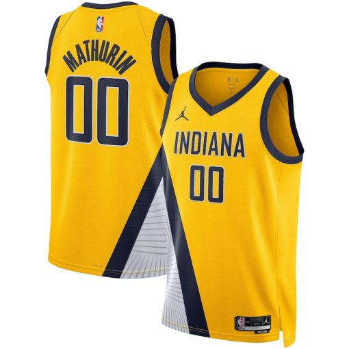 Jordan Indiana Pacers #00 Bennedict Mathurin Unisex Swingman Jersey - Statement Edition - Gold - Image 3