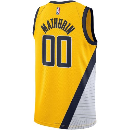 Jordan Indiana Pacers #00 Bennedict Mathurin Unisex Swingman Jersey - Statement Edition - Gold - Image 2