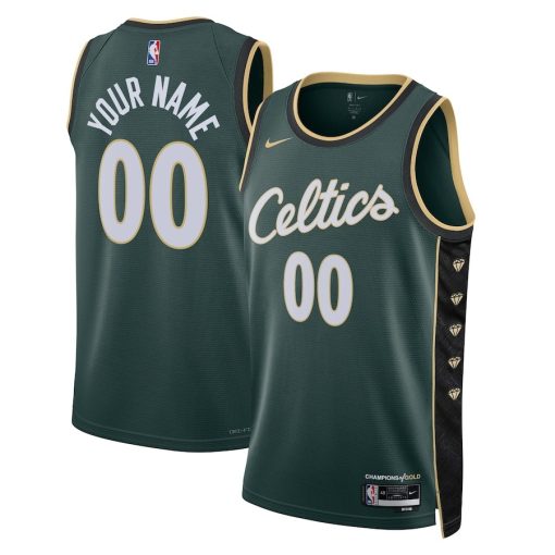 Nike Boston Celtics #00 Unisex 2022/23 Swingman Custom Jersey - City Edition - Kelly Green - Image 3