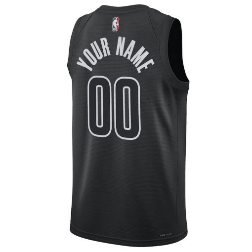 Jordan Brooklyn Nets #00 Unisex 2022/23 Swingman Custom Jersey - Statement Edition - Black - Image 2