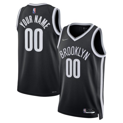 Nike Brooklyn Nets #00 2021/22 Diamond Swingman Custom Jersey - Icon Edition - Black - Image 3