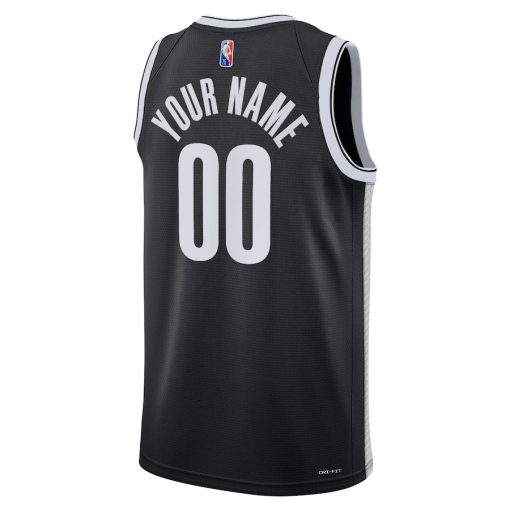 Nike Brooklyn Nets #00 2021/22 Diamond Swingman Custom Jersey - Icon Edition - Black - Image 2