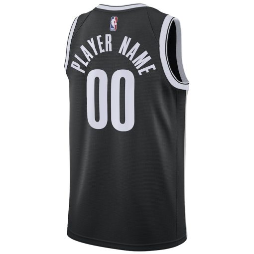 Nike Brooklyn Nets #00 Swingman Custom Jersey Black - Icon Edition - Image 2