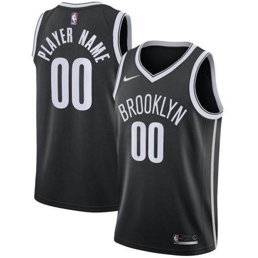 Nike Brooklyn Nets #00 2020/21 Swingman Custom Jersey - Icon Edition - Black - Image 3