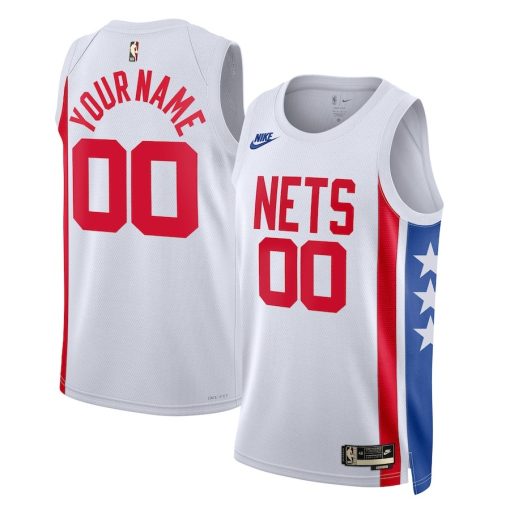 Nike Brooklyn Nets #00 Unisex 2022/23 Custom Swingman Jersey - Classic Edition - White - Image 3