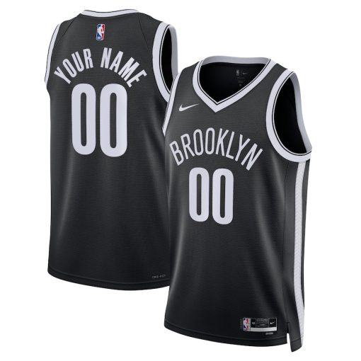 Nike Brooklyn Nets #00 Swingman Custom Jersey Black - Icon Edition - Image 3