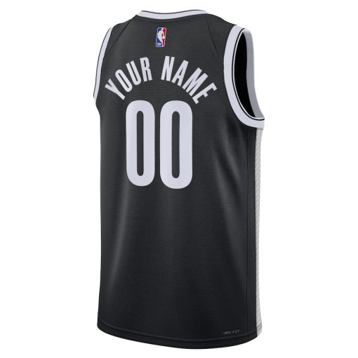 Nike Brooklyn Nets #00 Unisex Swingman Custom Jersey Black - Icon Edition - Image 2