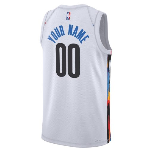 Nike Brooklyn Nets #00 Unisex 2022/23 Swingman Custom Jersey - City Edition - White - Image 2