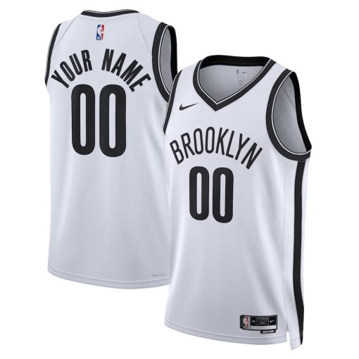 Nike Brooklyn Nets #00 Unisex Swingman Custom Jersey White - Association Edition - Image 3