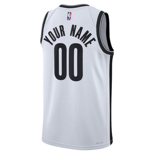 Nike Brooklyn Nets #00 Unisex Swingman Custom Jersey White - Association Edition - Image 2