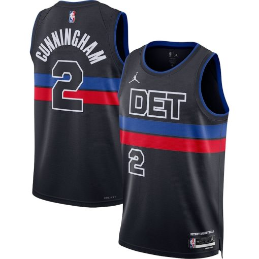 Jordan Detroit Pistons #2 Cade Cunningham Unisex Swingman Jersey - Statement Edition - Black - Image 3