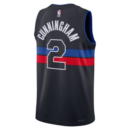 Jordan Detroit Pistons #2 Cade Cunningham Unisex Swingman Jersey - Statement Edition - Black - Image 2