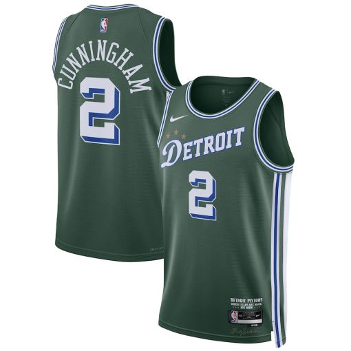 Nike Detroit Pistons #2 Cade Cunningham Unisex 2022/23 Swingman Jersey - City Edition - Green - Image 3