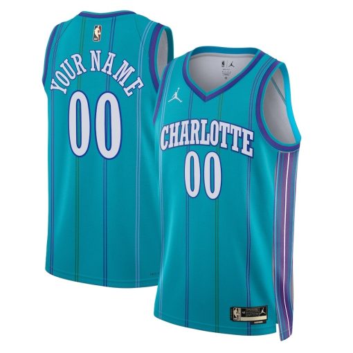 Jordan Charlotte Hornets #00 Unisex 2023/24 Custom Swingman Jersey - Classic Edition - Teal - Image 3