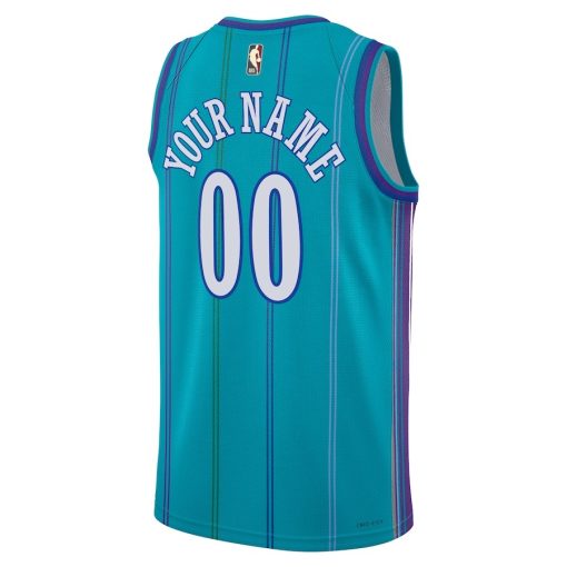 Jordan Charlotte Hornets #00 Unisex 2023/24 Custom Swingman Jersey - Classic Edition - Teal - Image 2