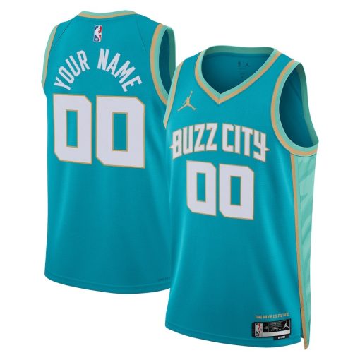 Jordan Charlotte Hornets #00 Unisex 2023/24 Custom Swingman Jersey - Teal - City Edition - Image 3