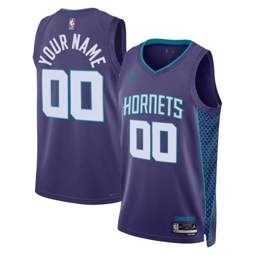 Jordan Charlotte Hornets #00 Unisex 2022/23 Swingman Custom Jersey - Statement Edition - Teal - Image 3