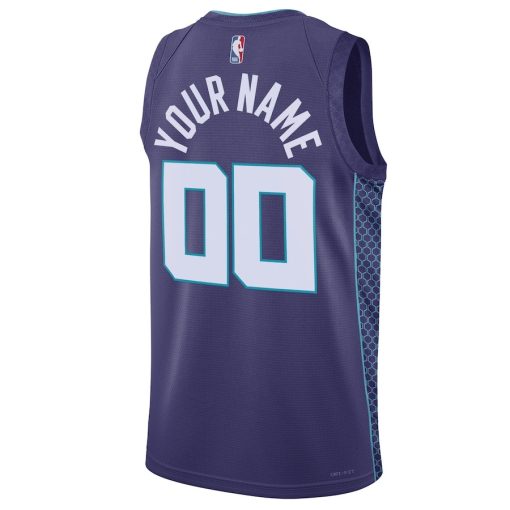 Jordan Charlotte Hornets #00 Unisex 2022/23 Swingman Custom Jersey - Statement Edition - Teal - Image 2