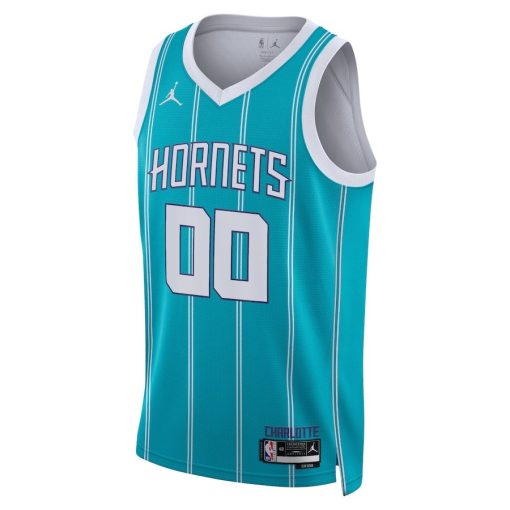 Jordan Charlotte Hornets #00 Unisex Swingman Custom Jersey Teal - Icon Edition