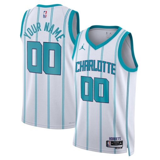 Jordan Charlotte Hornets #00 Unisex Swingman Custom Jersey White - Association Edition - Image 3