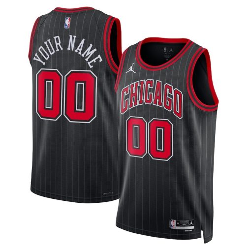 Jordan Chicago Bulls #00 Unisex 2022/23 Swingman Custom Jersey - Statement Edition - Black - Image 3