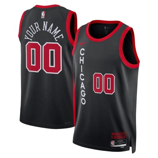 Nike Chicago Bulls #00 Unisex 2023/24 Custom Swingman Jersey - Black - City Edition - Image 3