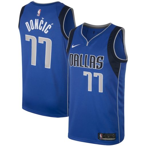 Nike Dallas Mavericks #77 Luka Doncic Men's Swingman Jersey - Royal - Image 3