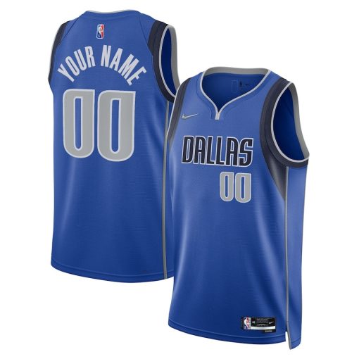 Nike Dallas Mavericks #00 2021/22 Diamond Swingman Custom Jersey - Icon Edition - Blue - Image 3