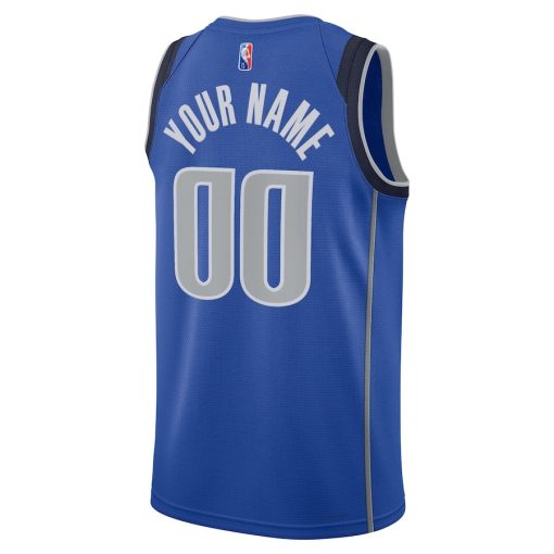 Nike Dallas Mavericks #00 2021/22 Diamond Swingman Custom Jersey - Icon Edition - Blue - Image 2