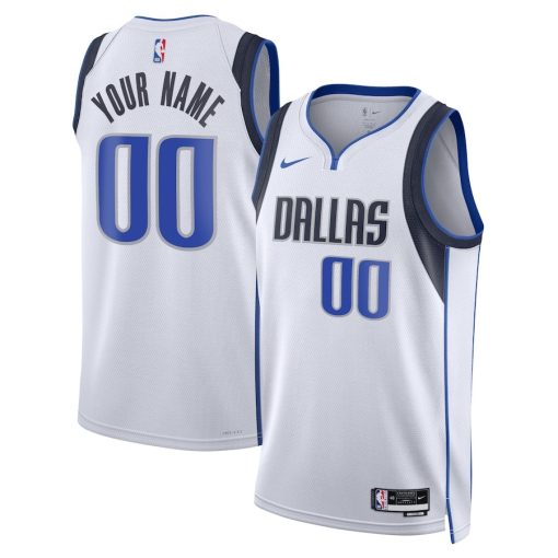 Nike Dallas Mavericks #00 Unisex Swingman Custom Jersey White - Association Edition - Image 3