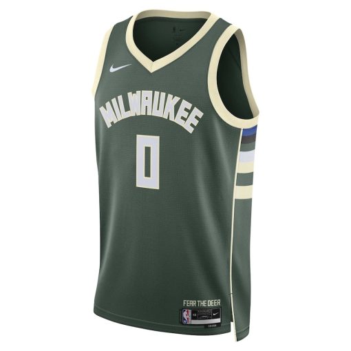 Nike Milwaukee Bucks #0 Damian Lillard Unisex Swingman Jersey - Icon Edition - Hunter Green