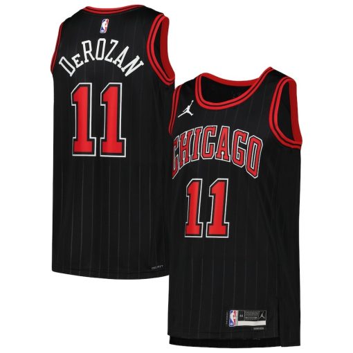 Jordan Chicago Bulls #11 DeMar DeRozan Unisex Swingman Jersey - Statement Edition - Black - Image 3