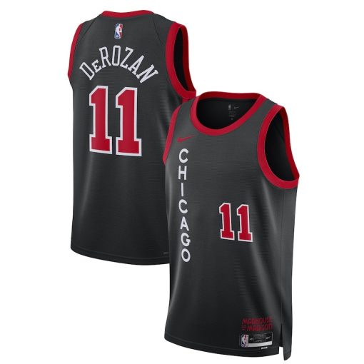 Nike Chicago Bulls #11 DeMar DeRozan Unisex 2023/24 Swingman Jersey - Black - City Edition - Image 3