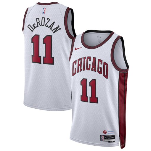 Nike Chicago Bulls #11 DeMar DeRozan Unisex 2022/23 Swingman Jersey - City Edition - White - Image 3