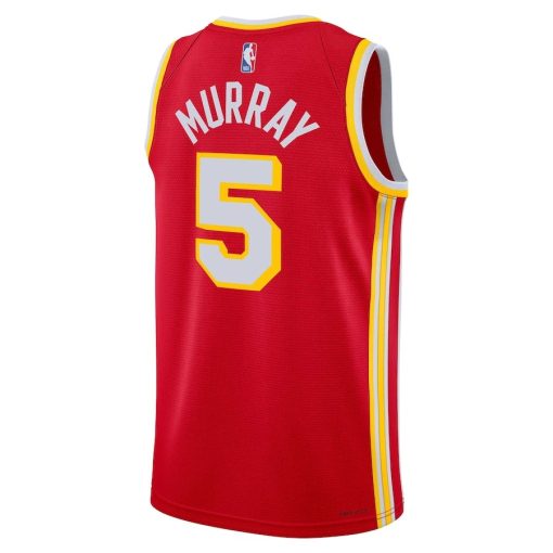 Nike Atlanta Hawks #5 Dejounte Murray Unisex Swingman Jersey - Icon Edition - Red - Image 2