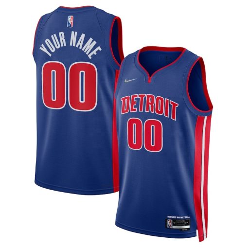 Nike Detroit Pistons #00 2021/22 Diamond Swingman Custom Jersey - Icon Edition - Blue - Image 3