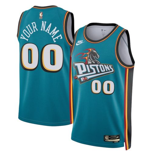 Nike Detroit Pistons #00 Unisex 2022/23 Custom Swingman Jersey - Classic Edition - Teal - Image 3